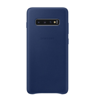   Луксозен гръб от естествена кожа оригинален EF-VG975LNEGWW за Samsung Galaxy S10 Plus G975 тъмно син